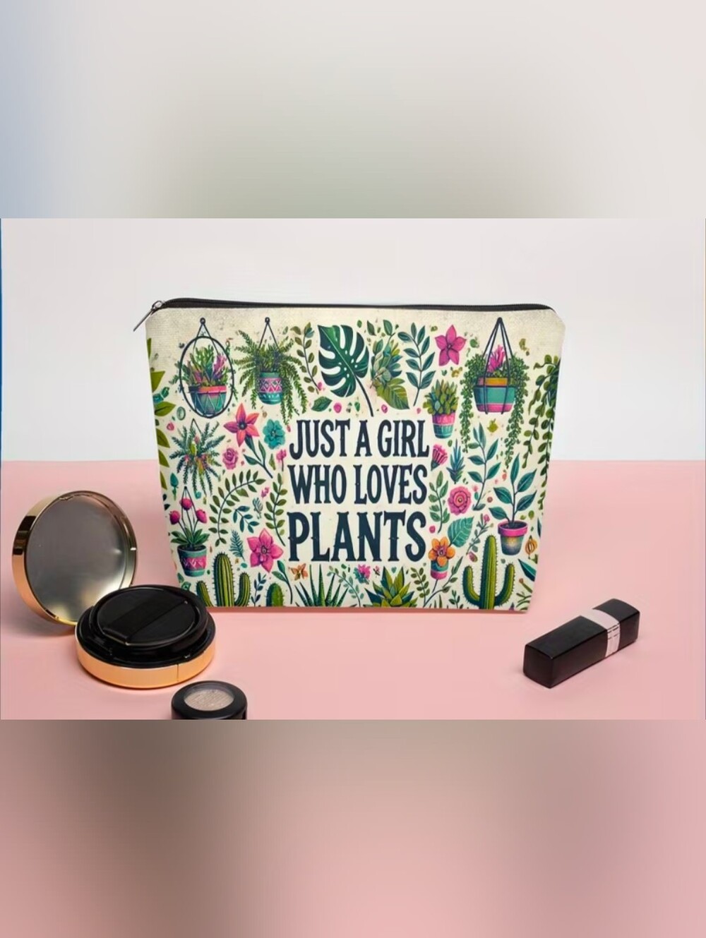 Cosmetic Bag "Just a Girl Who Loves Plants'-NWT